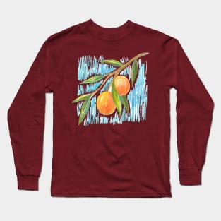 Orange Branch HAnd Drawn Long Sleeve T-Shirt